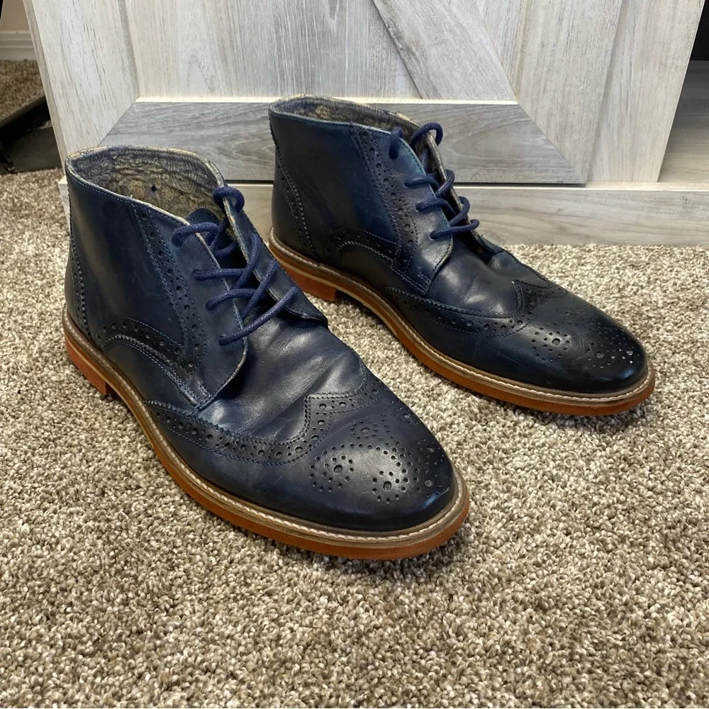 Rush Gordon Rush NOAH Navy Leather Oxford Wingtip Boot Chukka 8